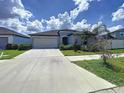 Charming single-story home featuring a neutral color palette, a two-car garage, and well-maintained landscaping at 11524 Sage Canyon Dr, Riverview, FL 33578