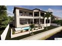 Beautiful backyard with a pool, outdoor seating, a waterfront view, and second story balcony at 2019 Illinois Ne Ave, St Petersburg, FL 33703