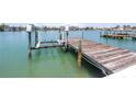 Private boat dock with boat lift offers easy access to open water for boating and fishing at 31 Dolphin Dr, Treasure Island, FL 33706