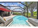 Sparkling screened-in pool with lounge chairs and a covered patio, perfect for relaxation and entertainment at 19836 Hidden Glen Dr, Land O Lakes, FL 34638