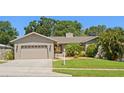 Charming one-story home with a well-maintained lawn, mature trees, and a two car garage at 80 Sycamore Ct, Palm Harbor, FL 34683