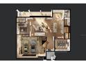 Open-concept floor plan showcasing the living spaces, kitchen, dining room, and garage at 620 Marmora Ave, Tampa, FL 33606