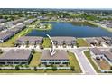 Community aerial view with lake, swimming pool, and multi-Gathering homes at 937 Royal Empress Dr, Ruskin, FL 33570