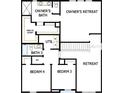 Second-floor plan featuring owner's suite, three bedrooms, and two bathrooms at 10652 Crescent Creek Xing, Parrish, FL 34219