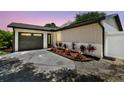 The property features a newly landscaped front yard with a driveway and garage door at 13835 Pathfinder Dr, Tampa, FL 33625