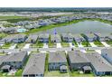 Aerial view of a neighborhood featuring a community lake and similar single Gathering homes at 152 Bright Ibis Ave, Apollo Beach, FL 33572