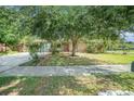 Charming single-story home with mature trees and a well-maintained lawn, front entry and long driveway at 1813 Nova Dr, Valrico, FL 33596