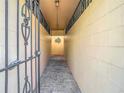 Long entrance walkway to front door, secured by iron gate at 4405 Vieux Carre Cir # 4405, Tampa, FL 33613