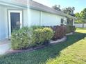Inviting front entrance with beautifully landscaped garden featuring colorful plants and an accent walkway at 19420 Haskell Pl, Land O Lakes, FL 34638