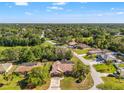 Sprawling aerial view of a quiet neighborhood surrounded by verdant trees and several houses at 9202 Jena Rd, Spring Hill, FL 34608