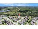 Expansive aerial view of a residential community showcasing the surrounding landscape and neighborhood layout at 8016 Rock Spring Ct, Land O Lakes, FL 34638