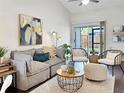 Comfortable living room with elegant decor, plush seating, and easy access to a private outdoor area at 366 47Th N Ave # 3, St Petersburg, FL 33703