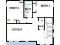Upstairs floor plan featuring bedrooms 2 and 3 with bath and retreat area at 5717 Spivey Ct, Wesley Chapel, FL 33545
