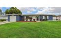 Charming blue single-story home with a well-manicured green lawn and inviting curb appeal at 6149 37Th N Ave, St Petersburg, FL 33710