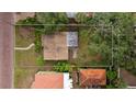Overhead view of house with small back yard and trees, in need of repair at 910 W Virginia Ave, Tampa, FL 33603