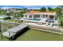 Backyard aerial showcasing a pool, patio, and boat dock, perfect for waterfront living and entertaining at 1901 Kansas Ne Ave, St Petersburg, FL 33703