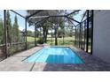 Relaxing screened-in pool area with a serene view of the lush backyard and the golf course at 12808 Killarney Ct, Odessa, FL 33556
