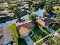 Aerial view of homes along canal and golf course, showcasing the waterfront community at 395 Forest Park Rd, Oldsmar, FL 34677