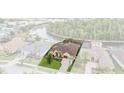 Aerial view of a yellow home with a view of the lake at 10641 Cory Lake Dr, Tampa, FL 33647