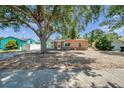 Cozy home featuring stucco and brick exterior, surrounded by mature trees and a tidy yard at 1117 Tyrone N Blvd, St Petersburg, FL 33710