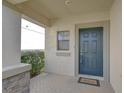 Inviting front porch with a decorative welcome mat, stone accents, and a well-maintained entrance at 1210 Harbour Blue St, Ruskin, FL 33570