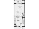 First floor plan featuring an open-concept layout with kitchen, dining, and living areas at 14040 Textile Run, Parrish, FL 34219