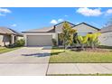 Charming single-story home with a well-manicured lawn and a two-car garage in a suburban neighborhood at 16632 Sunburst Lake St, Wimauma, FL 33598
