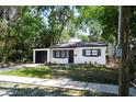 Inviting single-story home has a modern aesthetic with black trim, fresh landscaping, and an attached garage at 8059 26Th N Ave, St Petersburg, FL 33710