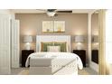 Tranquil bedroom featuring neutral colors, soft lighting, and a comfortable bed with decorative pillows at 13126 Empress Jewel Trl, Parrish, FL 34219