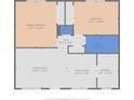 Detailed floor plan showing layout of living room, bedrooms, kitchen, bath, and dining area at 6100 Gulfport S Blvd # 114, Gulfport, FL 33707