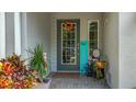Inviting front door with glass panes, adorned with a decorative wreath and plants at 3138 Nautical S Pl, St Petersburg, FL 33712