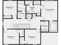 Second floor plan with a main suite, three bedrooms, two bathrooms, and laundry room at 13576 Tropical Breeze Way, Hudson, FL 34669