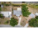 An aerial view of a one-story home with a paved driveway and mature trees at 3919 W Paxton Ave, Tampa, FL 33611