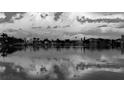 Black and white shot showcasing several waterfront homes with lovely reflections in the water under a cloudy sky at 861 180Th E Ave, Redington Shores, FL 33708