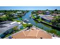 Expansive aerial view of a waterfront neighborhood with private boat docks along a canal at 3691 Center Cir, Largo, FL 33774