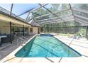 Inviting screened-in pool with spa, surrounded by patio space and mature trees for ultimate privacy at 4049 Wellington Pkwy, Palm Harbor, FL 34685