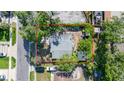 Aerial view showcasing the property boundaries, surrounding greenery, and street access at 4735 W Leila Ave, Tampa, FL 33616