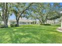 Lush backyard featuring a well-maintained lawn and mature trees, perfect for outdoor activities at 746 Masterpiece Dr, Sun City Center, FL 33573