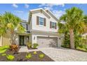 Charming two-story home with a two-car garage, appealing landscaping and beautiful palm trees in the front yard at 4177 Beeswax Ln, Land O Lakes, FL 34638