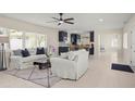 Bright living room with neutral tones, comfortable white sofas, and an open floor plan at 1794 Santa Barbara Dr, Dunedin, FL 34698