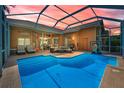 Relaxing backyard pool with screened enclosure and ample seating at 4133 Auston Way, Palm Harbor, FL 34685