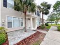 Attractive front exterior with palm trees and a walkway leading to the front door at 12268 Country White Cir, Tampa, FL 33635