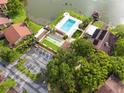 Stunning aerial view showcases community pool, tennis courts, and lush surroundings at 4036 Davit Dr, New Port Richey, FL 34652