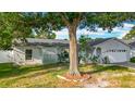 Charming single-story home with a well-manicured lawn, mature trees, and a two-car garage at 5808 Silver Moon Ave, Tampa, FL 33625