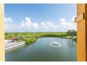 Scenic view of the pond with a fountain and mangroves and skyline of St. Petersburg in distance at 4345 Bayside Village Dr # 303, Tampa, FL 33615