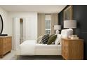 Stylish bedroom with a white bed, soft beige drapes and a view of the closet at 13526 White Gold Run, Parrish, FL 34219