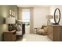 Cozy Bedroom with a neutral palette, featuring a comfortable rocking chair and modern decor at 13547 White Gold Run, Parrish, FL 34219