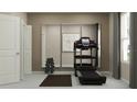 Bright workout room featuring a treadmill, weights and large mirrors at 9371 Cannon Beach Dr, Parrish, FL 34219