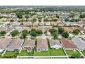 Community aerial view of houses with green lawns, fences, and tree-lined streets in a desirable neighborhood at 7611 Wood Violet Dr, Gibsonton, FL 33534