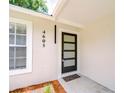 Contemporary front door with glass panes, a welcome mat, and modern house numbers at 4605 W Loughman St, Tampa, FL 33616